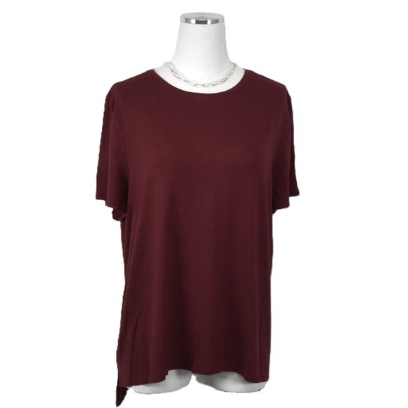Alfani XL Burgundy Short Sleeve Knit T-Shirt Tee Tunic Top - Picture 1 of 5